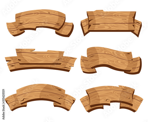 Fototapeta Naklejka Na Ścianę i Meble -  Set of wooden banners with decorative elements.