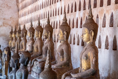 Laos, Old Buddha image in Wat Sisaket popular place to visit in Vientiane city and landmark, Old buddha statue in laos (Vientiane, Laos)