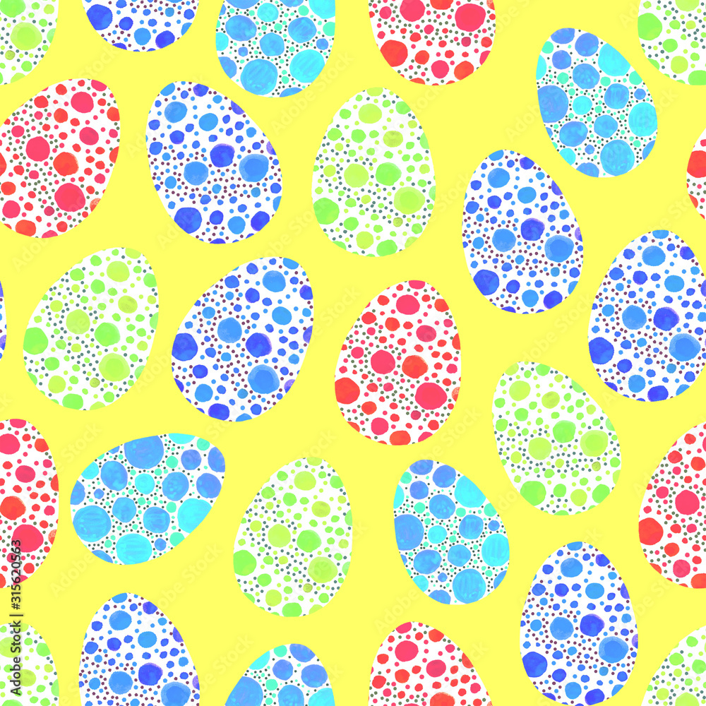 Seamless pattern, backgrounds, textures of multi colored abstract Easter eggs. Watercolor decorative drawing Seamless pattern, backgrounds, textures of multi colored abstract Easter eggs. Watercolor decorative drawing