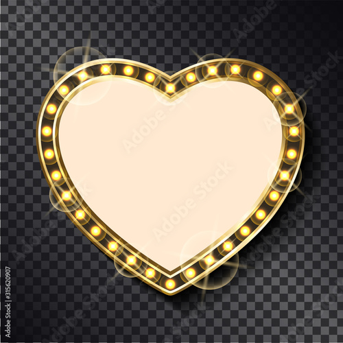 Retro frame with copy space vector, vintage empty banner isolated on transparent background. Romantic heart shape for text filling, flat style icon