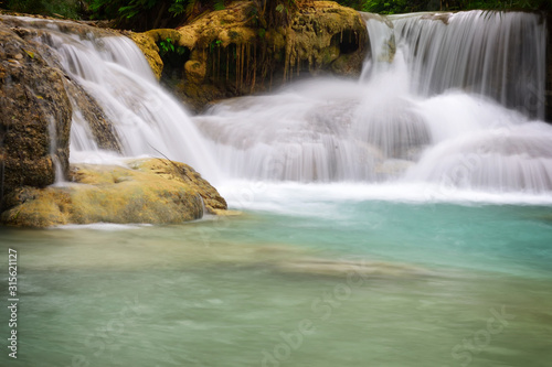 Beautiful Kung Si waterfall at Luang Prabang in Laos  Natural background