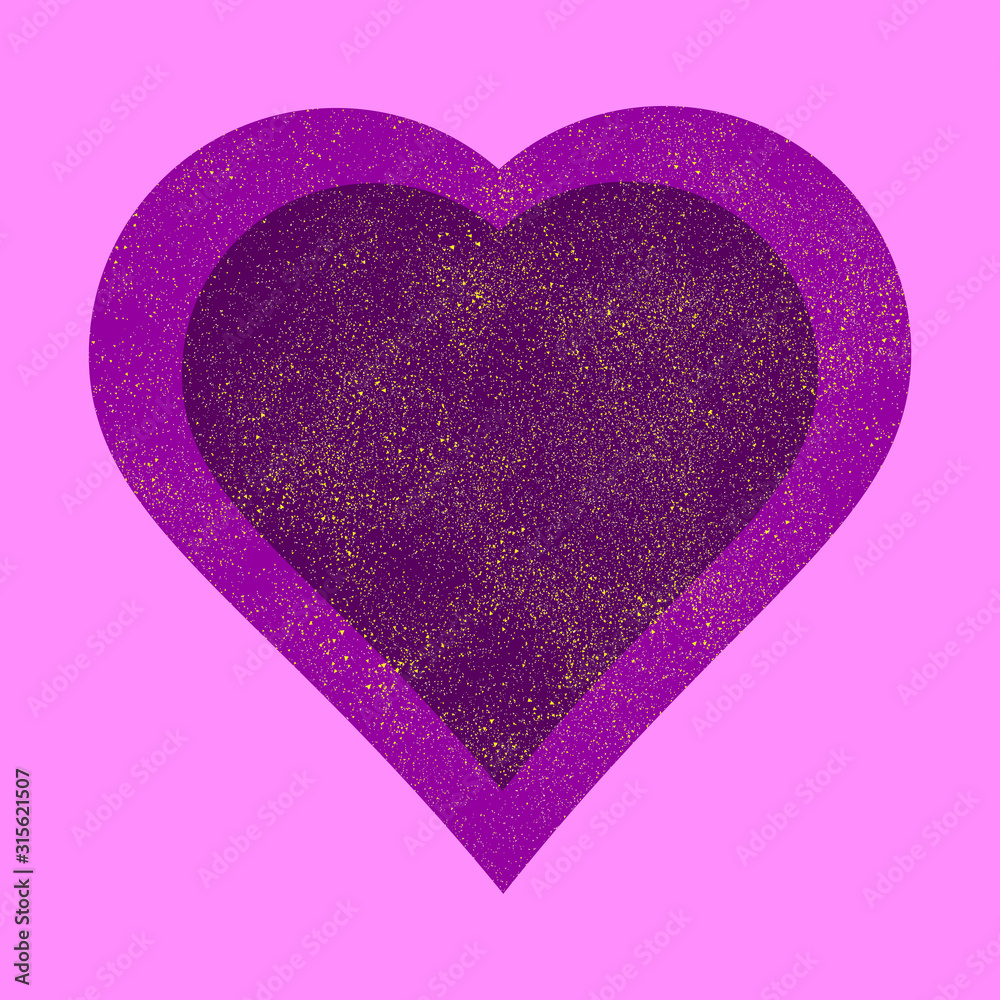 Heart with sparkles on it on a white background