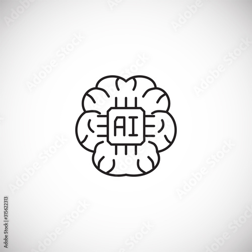 Ai related outline icon on background for graphic and web design. Simple illustration. Internet concept symbol for website button or mobile app