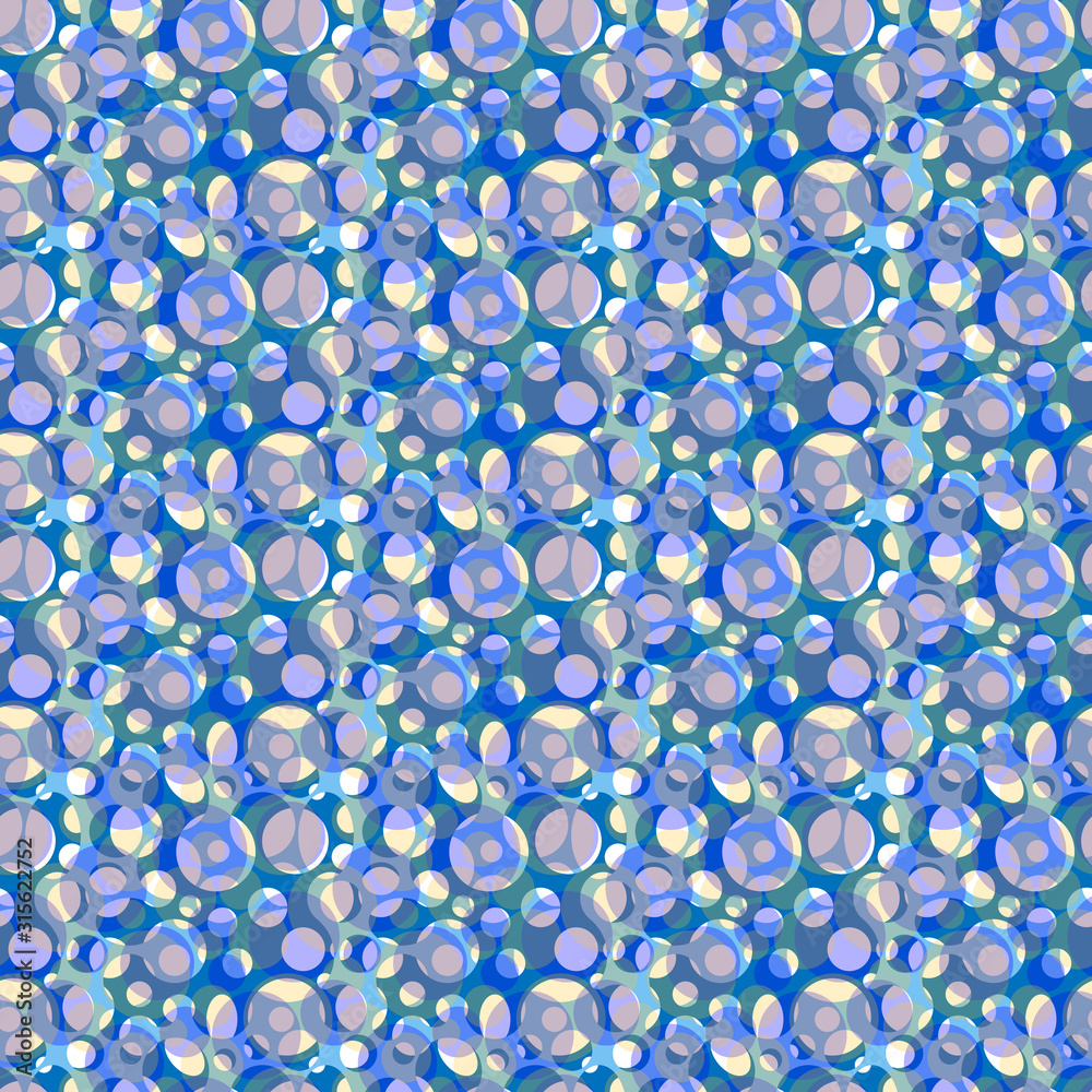 Vector, Seamless Pattern of Bubbles in Pale Blue Colors. Background for Design Solutions