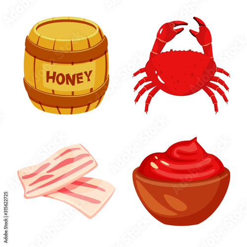 Isolated object of food and flavors logo. Collection of food and ingredient vector icon for stock.