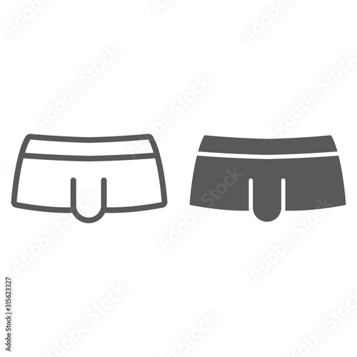 Sexy men underwear line and glyph icon, clothing and underpants, male underpants sign, vector graphics, a linear pattern on a white background, eps 10.