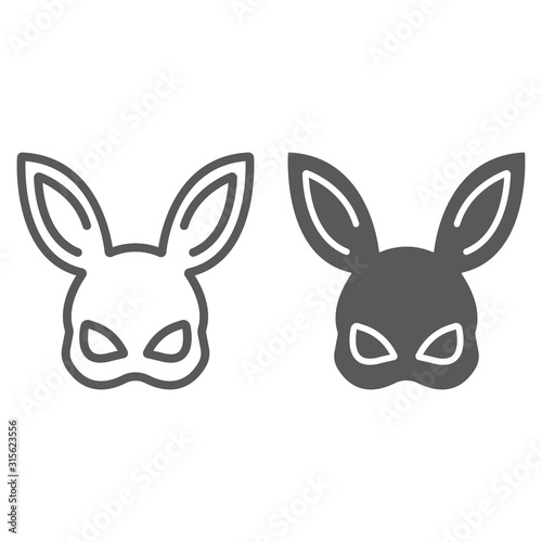 Sex rabbit mask line and glyph icon, sex toy and adult, bdsm mask sign, vector graphics, a linear pattern on a white background, eps 10.
