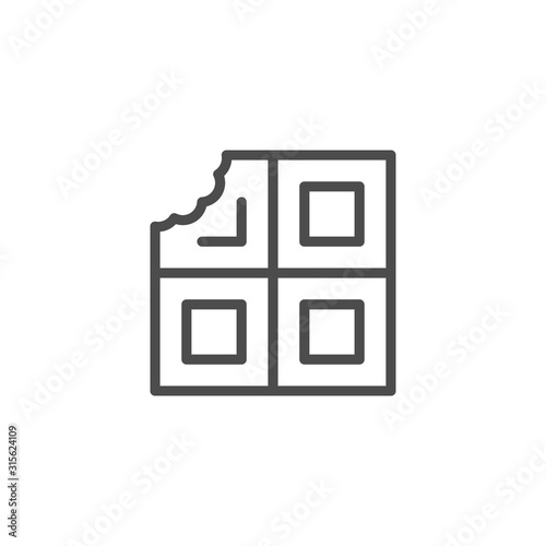 Bitten chocolate bar line outline icon