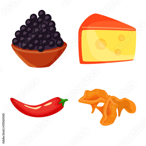 Isolated object of food and flavors icon. Collection of food and ingredient vector icon for stock.