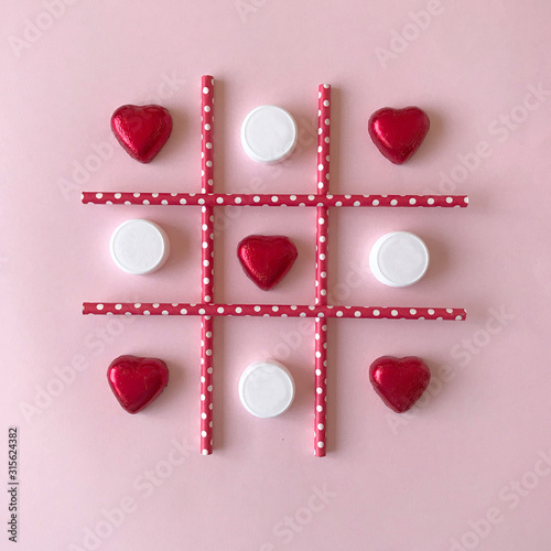 Картината върху платно Vlentines hearts tic-tac-toe