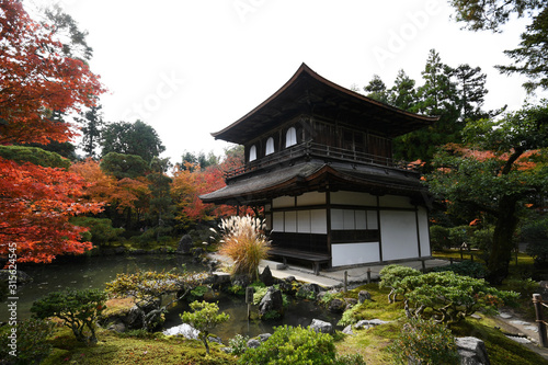 Beautiful fall colors in Ginkaku-ji Silver Pavilion during the autumn season in Kyoto © tang90246