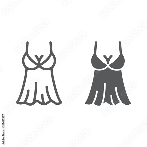Εκτύπωση καμβά Sexy Lingerie line and glyph icon, valentine and holiday, babydoll sign, vector graphics, a linear pattern on a white background, eps 10