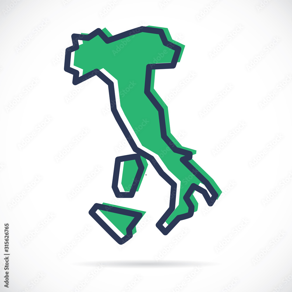 Stylized simple outline map of Italy