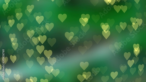 Abstract bokeh in the shape of a heart on a colored background