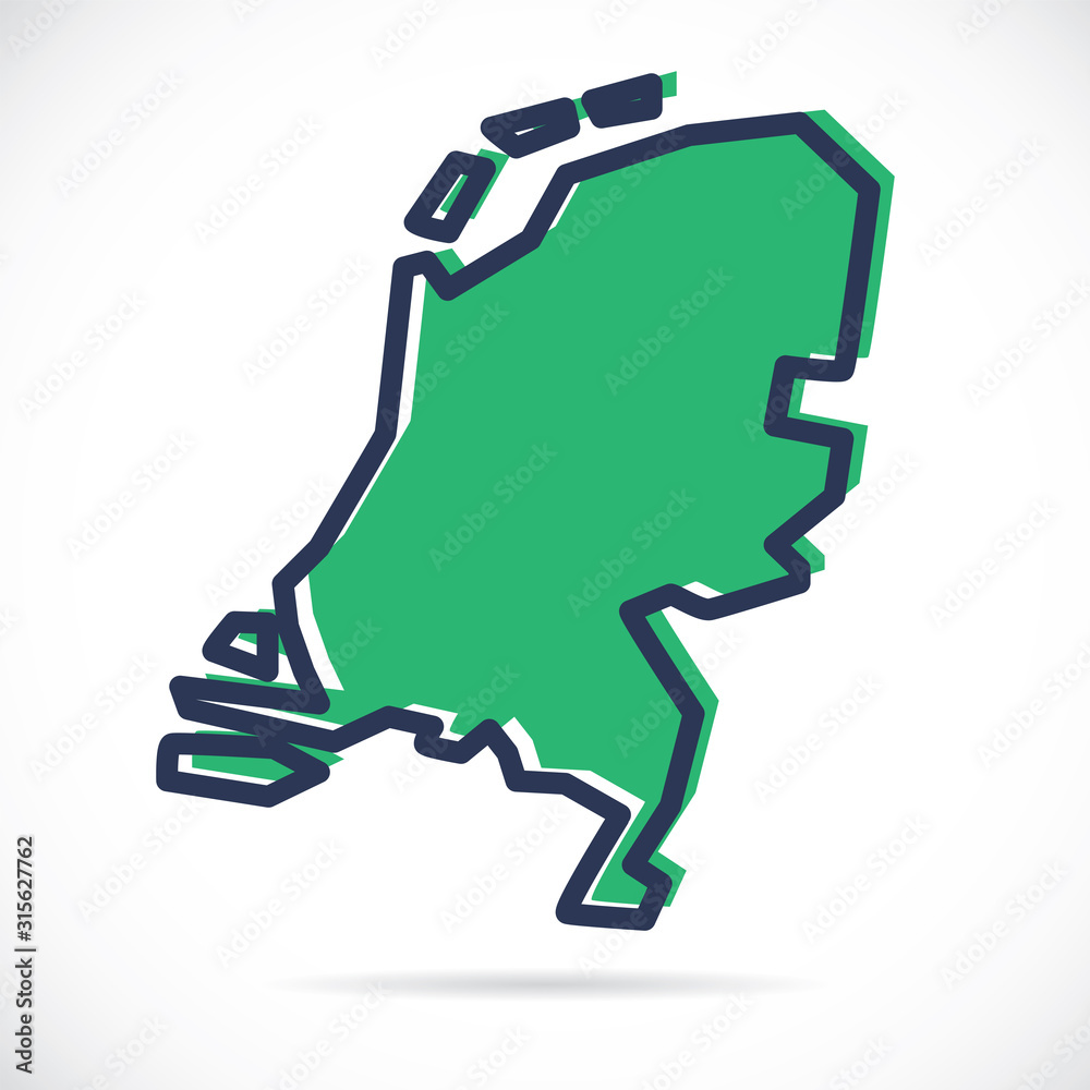 Stylized simple outline map of Netherlands Stylized simple outline map of Netherlands