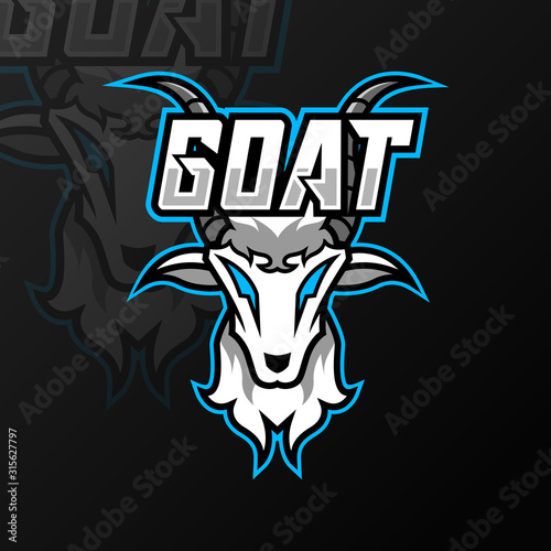 goat sheeep mascot sport esport logo gaming template black fur green horn