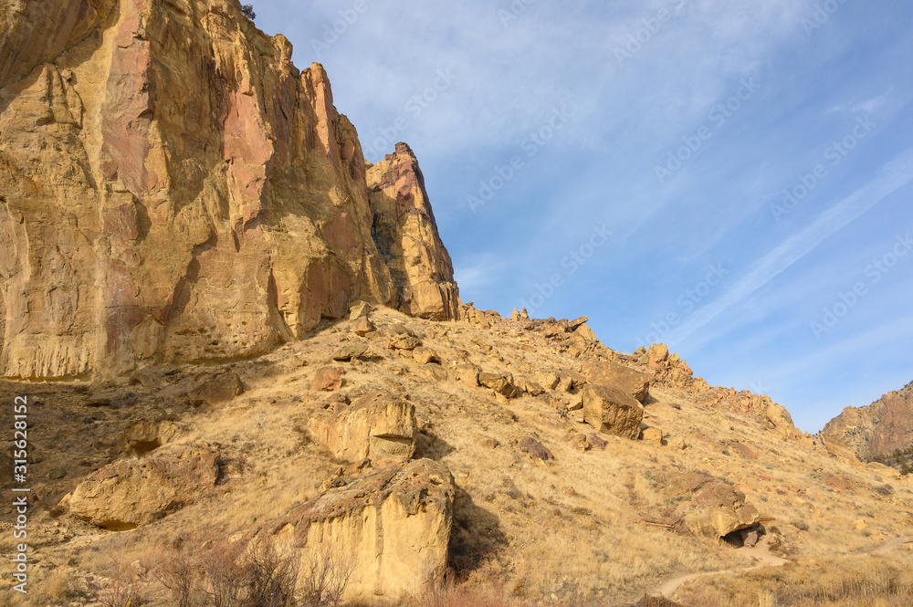 Rocks in a beautiful, beautiful canyon, desert river, Smith Rock State Park, Oregon