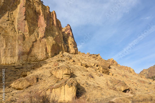 Rocks in a beautiful, beautiful canyon, desert river, Smith Rock State Park, Oregon