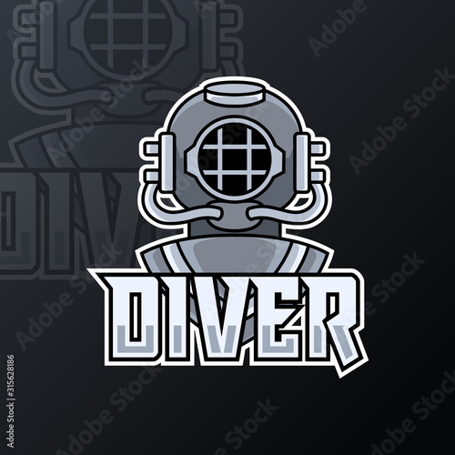 diver scuba helmet mascot sport esport logo template