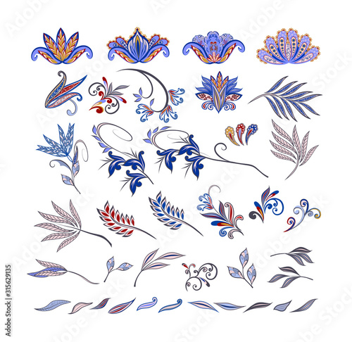Vector decorative design Paisley, floral elements.