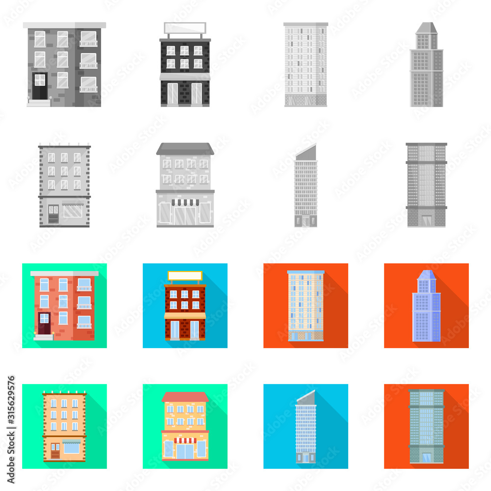 Isolated object of municipal and center sign. Set of municipal and estate stock symbol for web. Isolated object of municipal and center sign. Set of municipal and estate stock symbol for web.