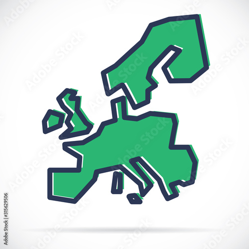 Stylized simple outline map of Europe