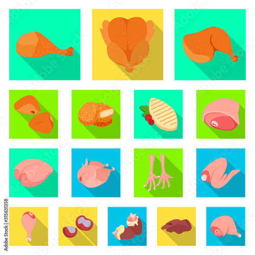 Vector illustration of product and poultry symbol. Collection of product and agriculture vector icon for stock.