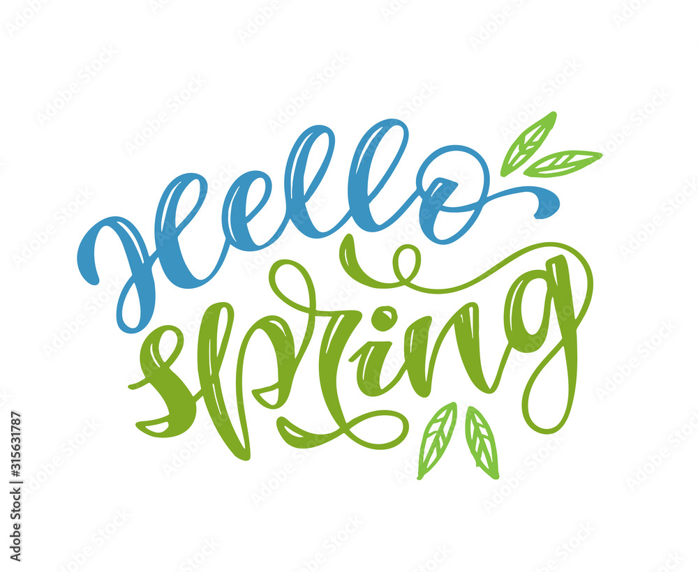 Obraz premium Spring time lettering greeting card. Fun season slogan. Typography poster or banner for promotion and sale design. Calligraphy print. Vector illustration
