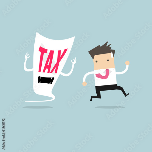 Businessman run away from tax devil.
