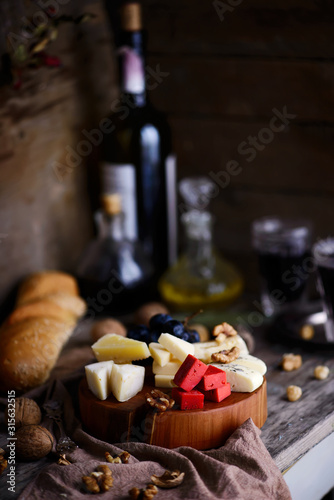 cheese on the cutting board. selective focus