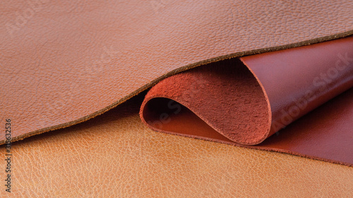 Natural leather textures samples photo