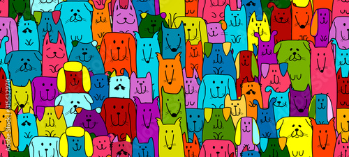 Funny dogs family, seamless pattern for your design