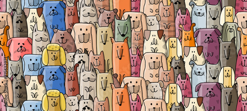 Funny dogs family  seamless pattern for your design