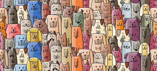 Funny dogs family, seamless pattern for your design