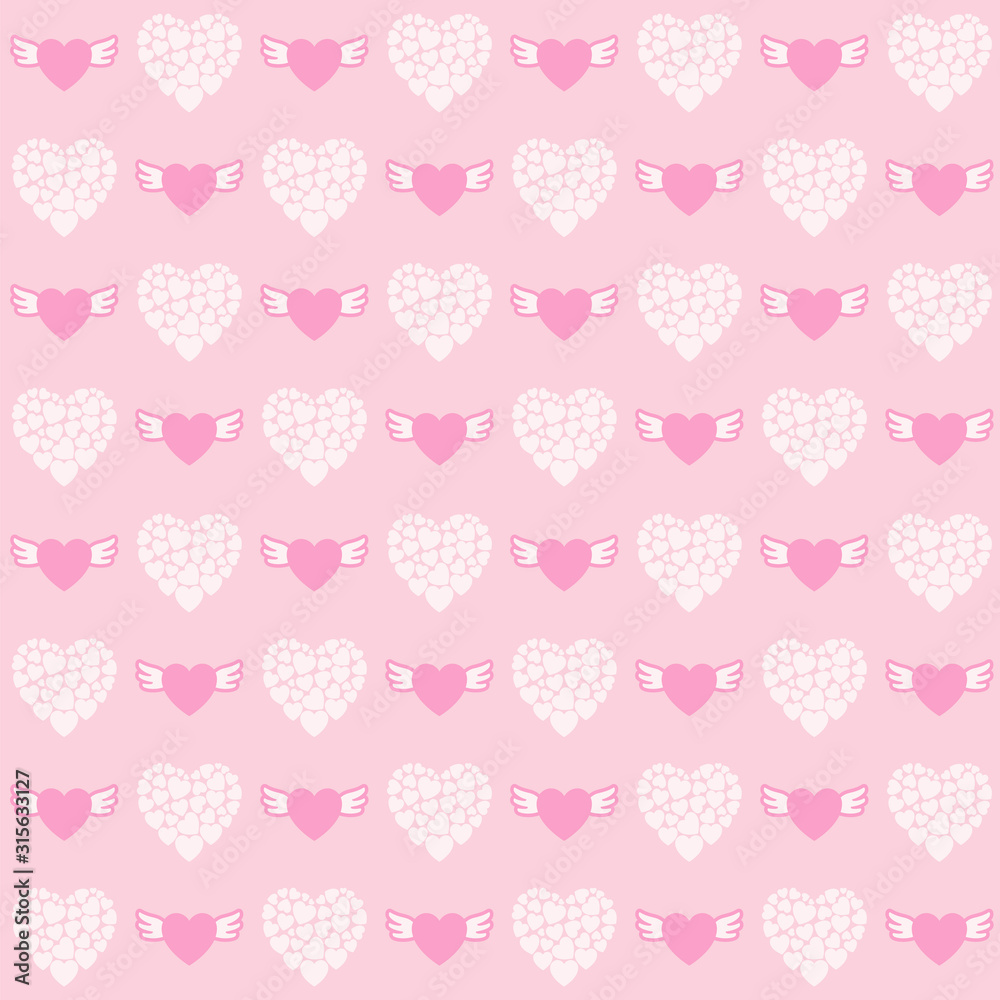 Love pattern with flying hearts, simple vector for your design Love pattern with flying hearts, simple vector for your design