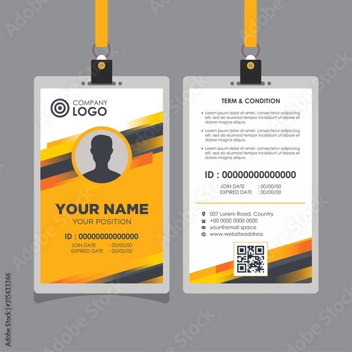 Abstract Yellow Modern Id Card Design Template Vector Image