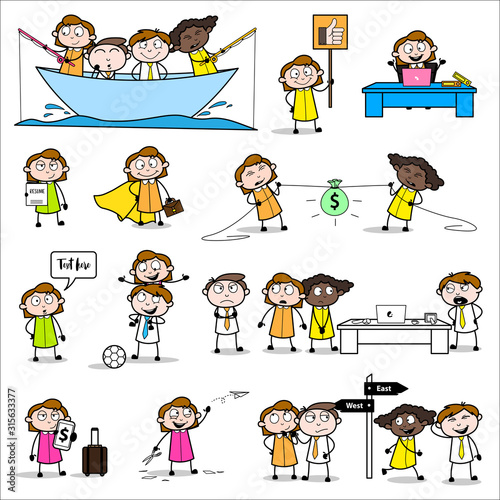 Female Office Worker - Set of Concepts Vector illustrations