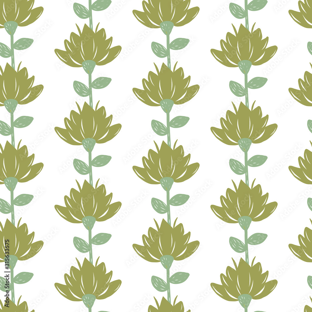 Vector white seamless pattern background with flowers. Vector white seamless pattern background with flowers.