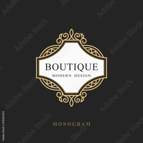 Monogram Design Elements, Graceful Template. Calligraphic Elegant Line Art Logo Design. Emblem Sign for Royalty, Business Card, Boutique, Hotel, Restaurant, Wine. Frame for Label. Vector Illustration
