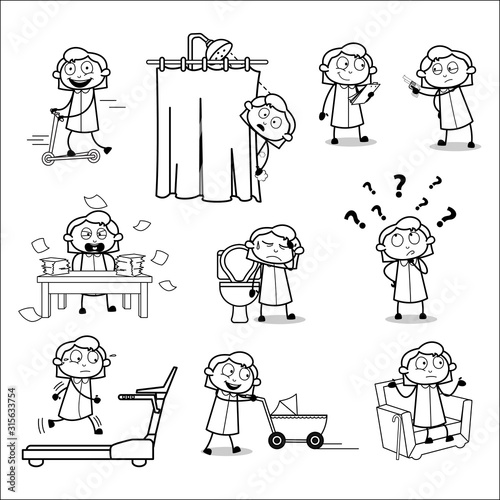 Collection of Various Office Girl - Set of Concepts Vector illustrations