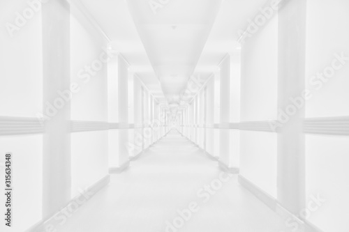 White Blur Abstract corridor pathway Background From Building Hallway for design