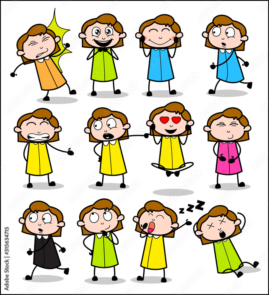 Office Female Worker - Set of Different Concepts Vector illustrations Office Female Worker - Set of Different Concepts Vector illustrations