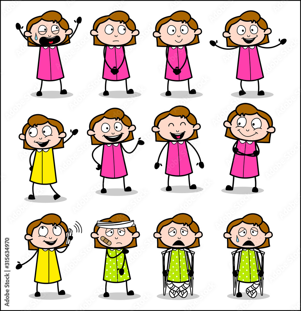 Comic Office Girl - Set of Concepts Vector illustrations Comic Office Girl - Set of Concepts Vector illustrations