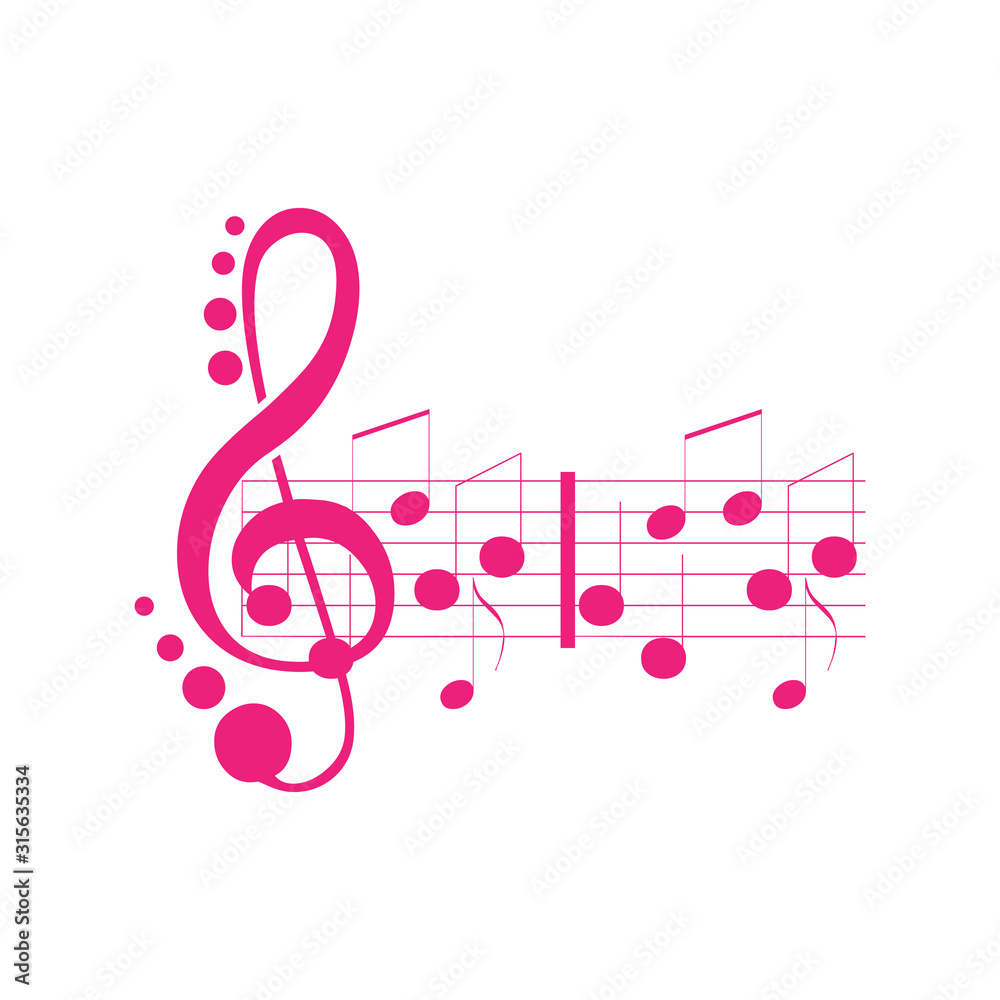Fototapeta premium Music notes waving, music background, vector illustration icon