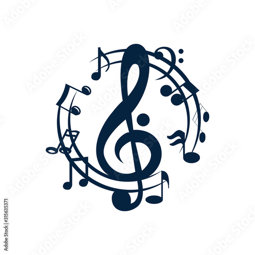Music notes waving, music background, vector illustration icon