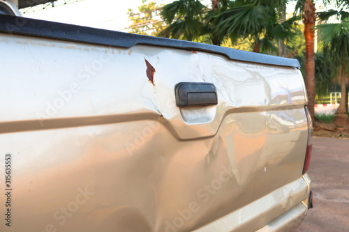 Crash pickup car was damaged