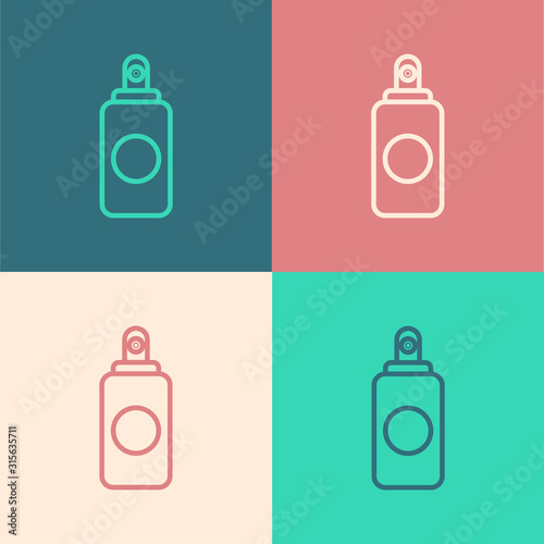 Color line Spray can for air freshener, hairspray, deodorant, antiperspirant icon isolated on color background. Vector Illustration