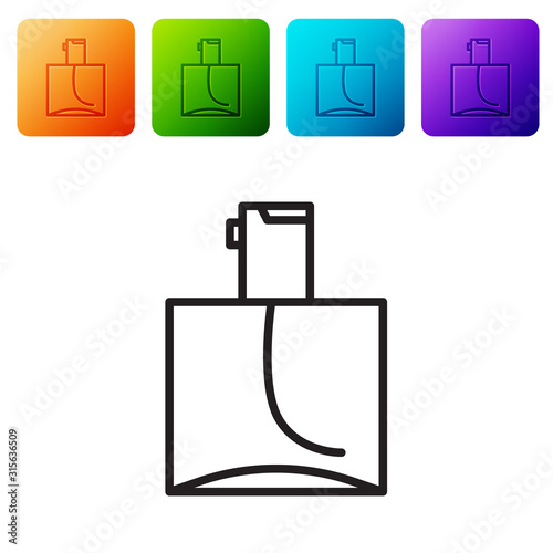 Black line Perfume icon isolated on white background. Set icons in color square buttons. Vector Illustration