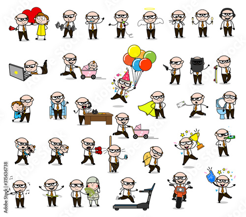 Comic Old Boss - Set of Concepts Vector illustrations