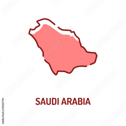 Saudi Arabia map color line icon. Border of the country. Pictogram for web page  mobile app  promo. UI UX GUI design element. Editable stroke.